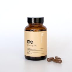 Be Energized Booster model premium wellness supplement container with a secure lid