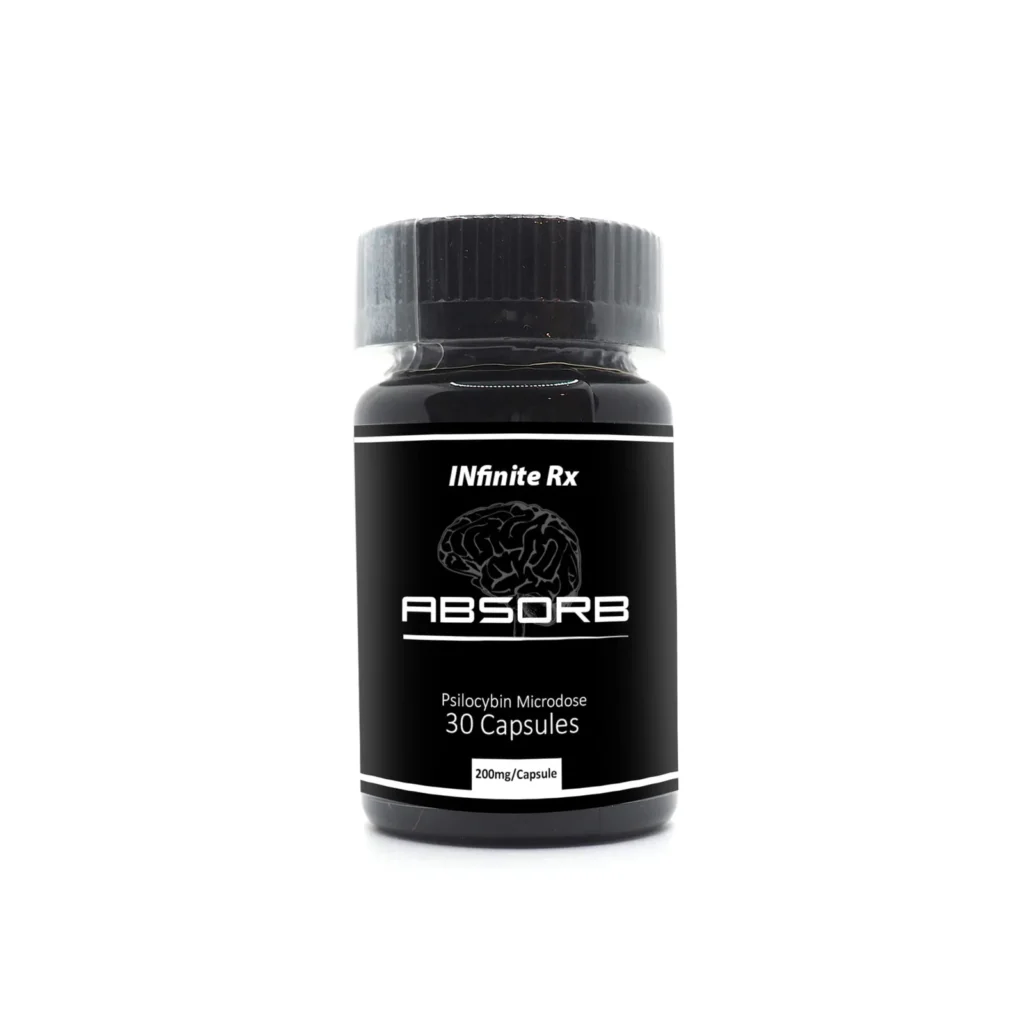 INfinite Rx brand Absorb model wellness supplement container with a sleek secure closure