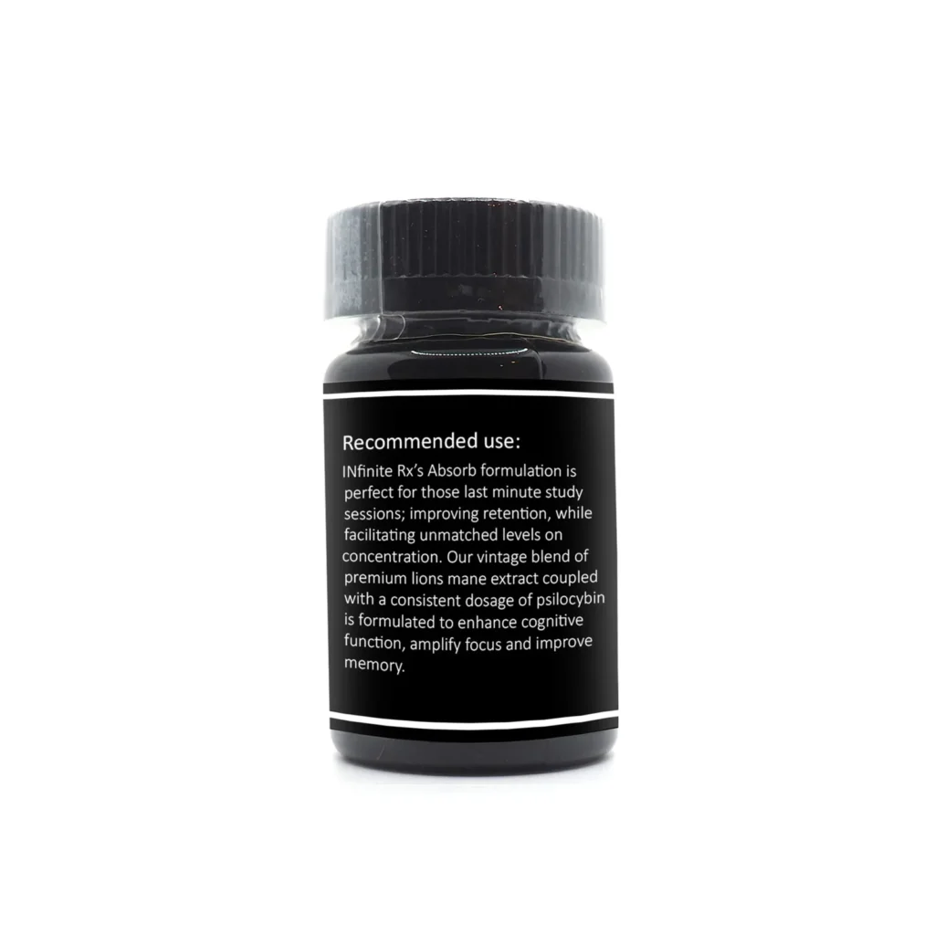 INfinite Rx brand Absorb model wellness supplement container with a sleek secure back closure