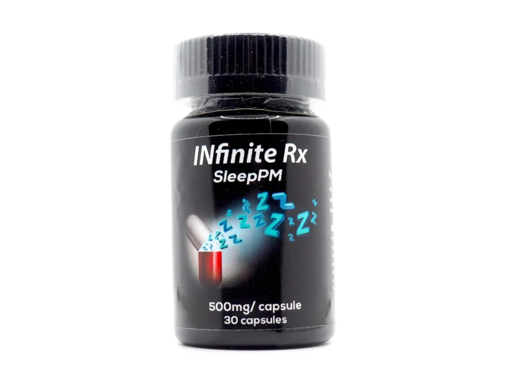 INfinite Rx brand SleePM model specialty supplement container with a secure closure cap
