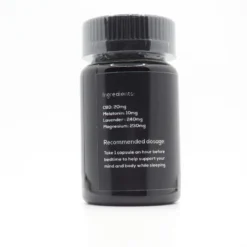 Back of INfinite Rx brand UnSomnia model specialty supplement container with a secure closure cap