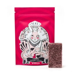 Front view of Alice brand Cherry flavor one thousand milligram specialty fruit chew packaging