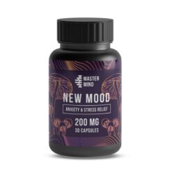 Front view of Mastermind brand New Mood Capsules six thousand milligram specialty supplement packaging